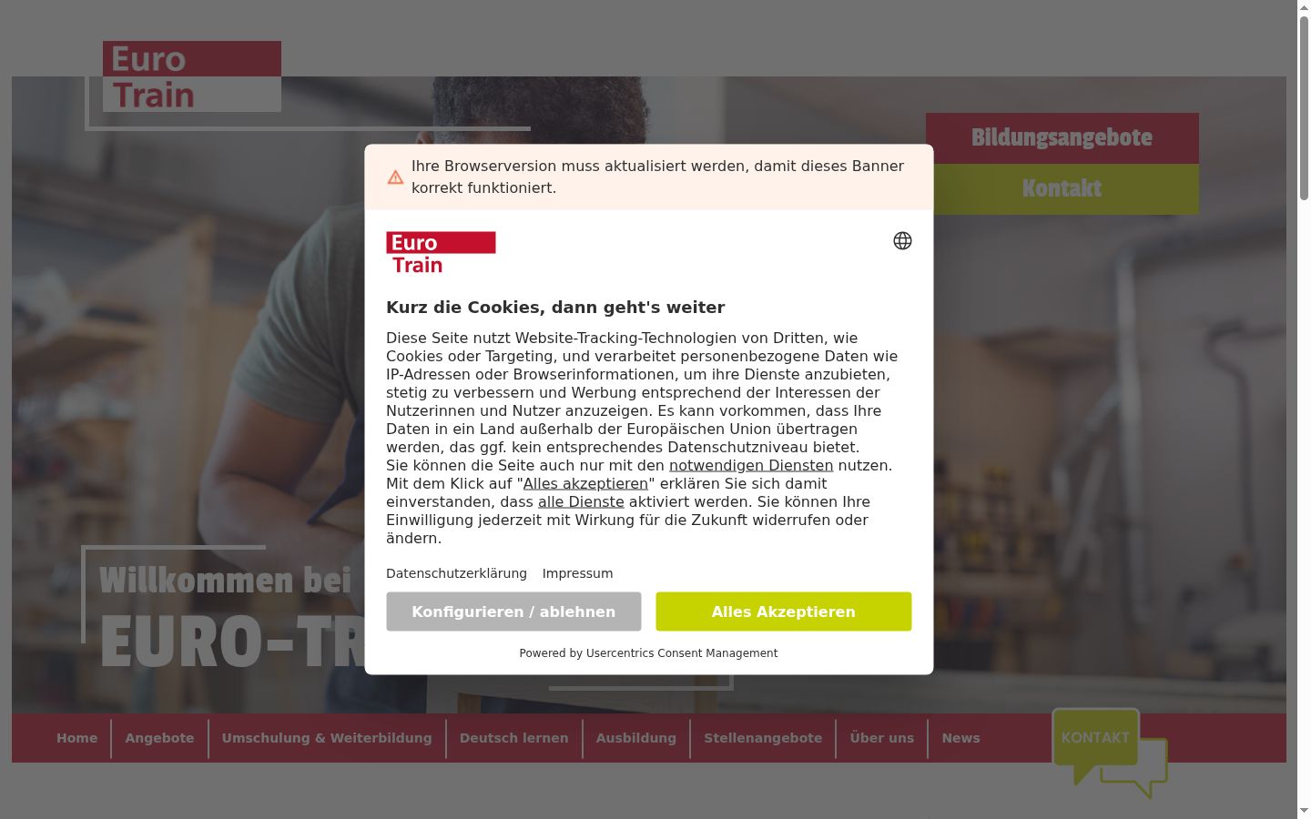 Screenshot of the consent banner shown before any interaction