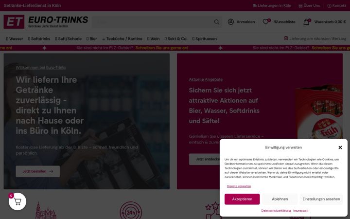Skjámynd af euro-trinks.de