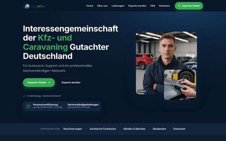 Skjámynd af euro-zert.de
