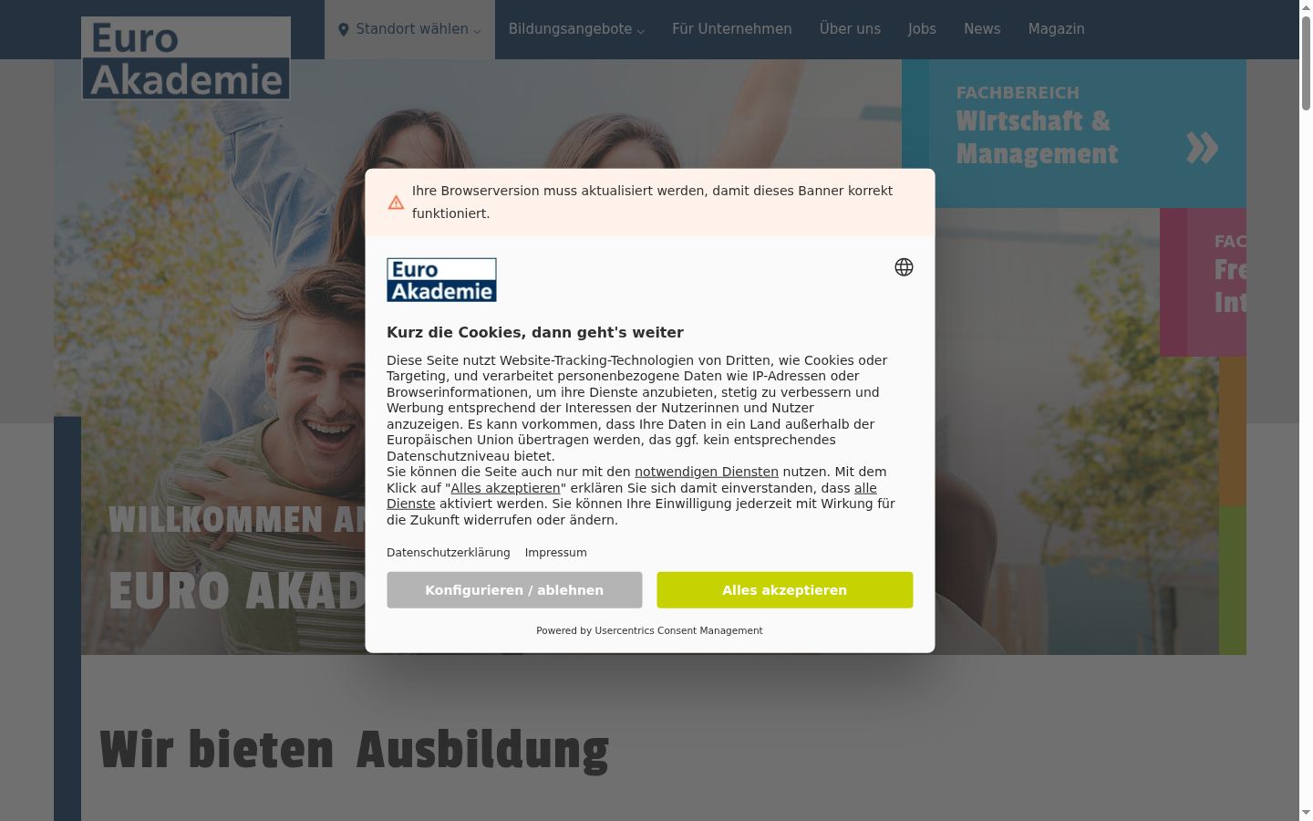 Screenshot tal-banner tal-kunsens muri qabel kwalunkwe interazzjoni