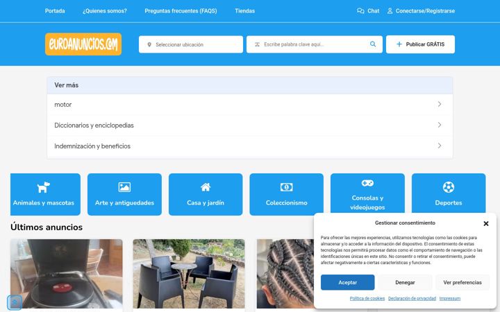 Screenshot of euroanuncios.com