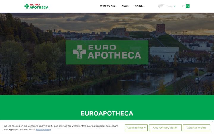 Snímek obrazovky euroapotheca.lt