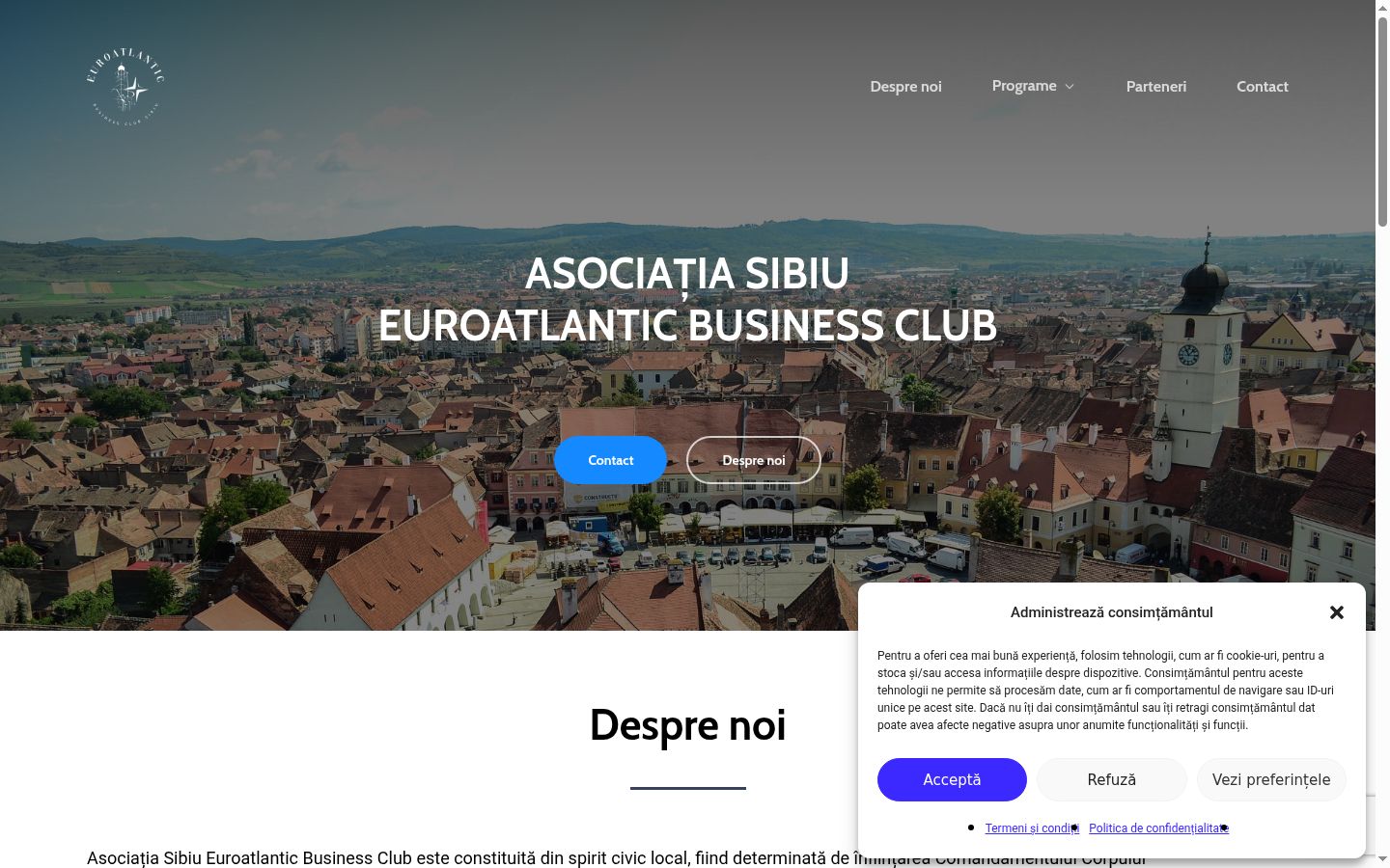 Snímek obrazovky baneru souhlasu zobrazeného před jakoukoli interakcí