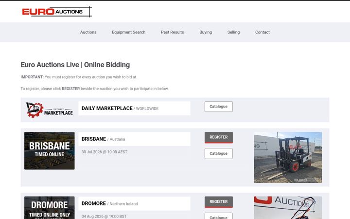 Screenshot of euroauctionslive.com