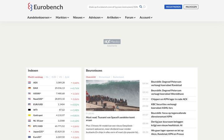 Screenshot di eurobench.com