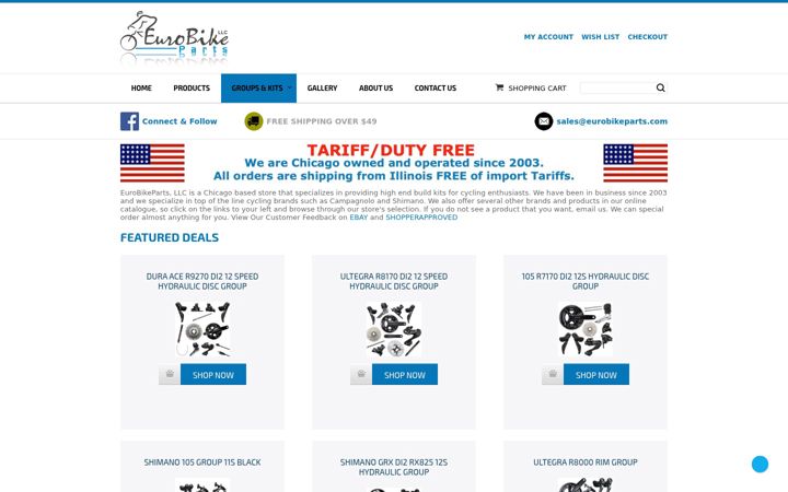Screenshot of eurobikeparts.com