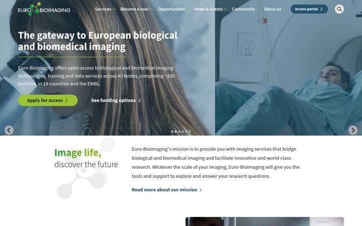 Screenshot of eurobioimaging.eu