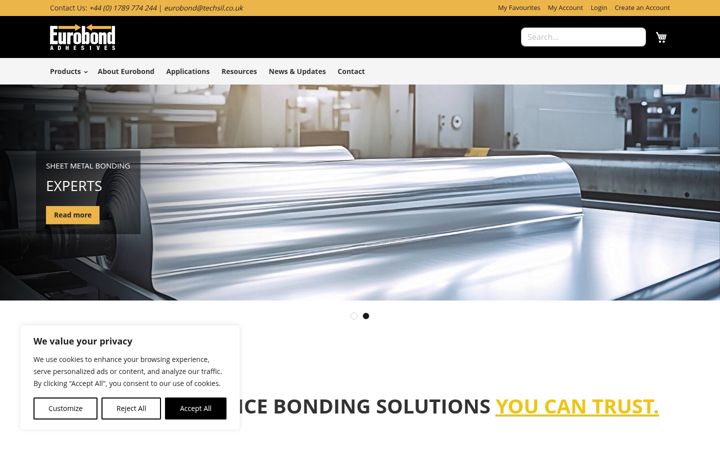 Captura de pantalla de eurobond-adhesives.co.uk