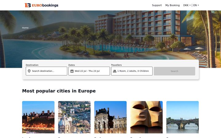 Snímek obrazovky eurobookings.com