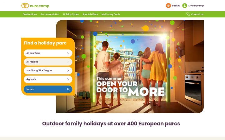 Screenshot of eurocamp.co.uk