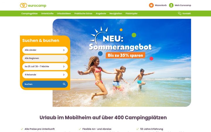 Screenshot του eurocamp.de