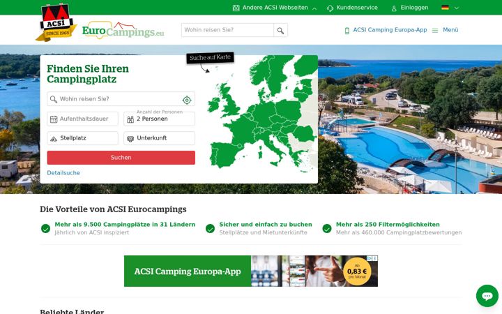 Screenshot of eurocampings.de