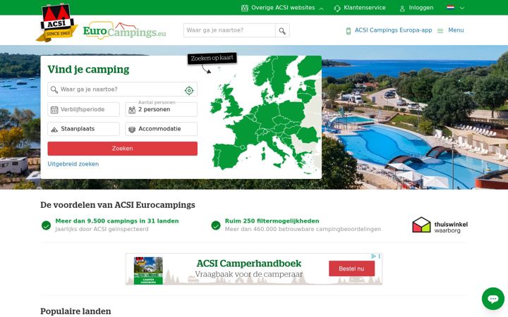 Screenshot of eurocampings.nl
