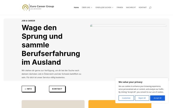 Ekraanipilt saidist eurocareergroup.at
