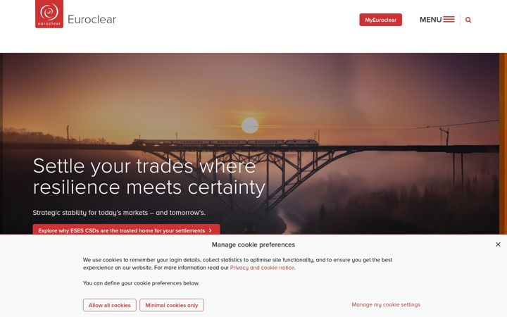 Screenshot von euroclear.com