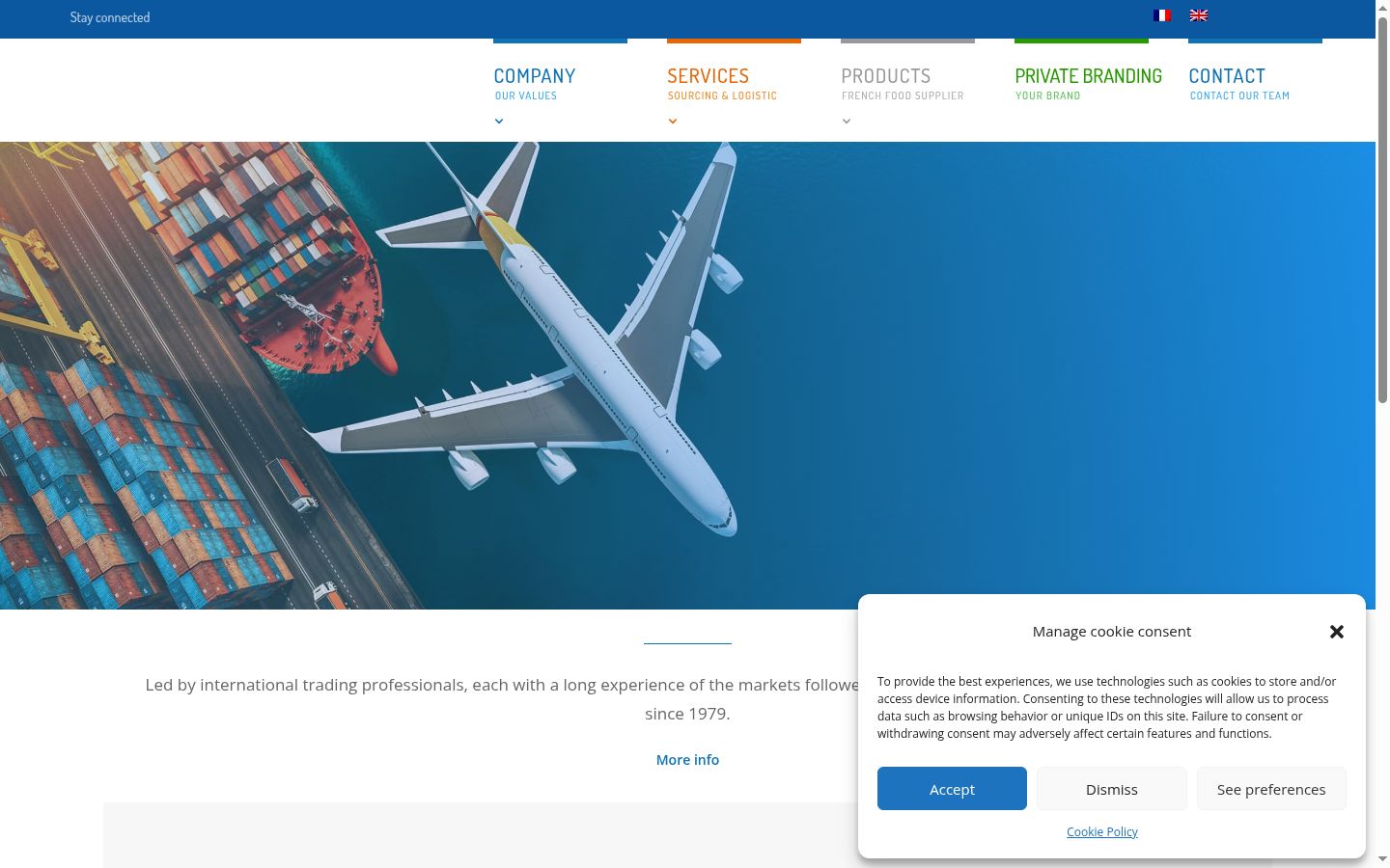 Screenshot of the consent banner shown before any interaction