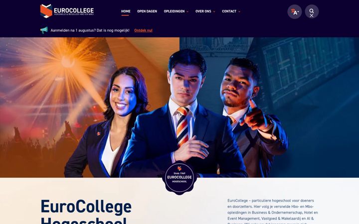 Screenshot von eurocollege.nl
