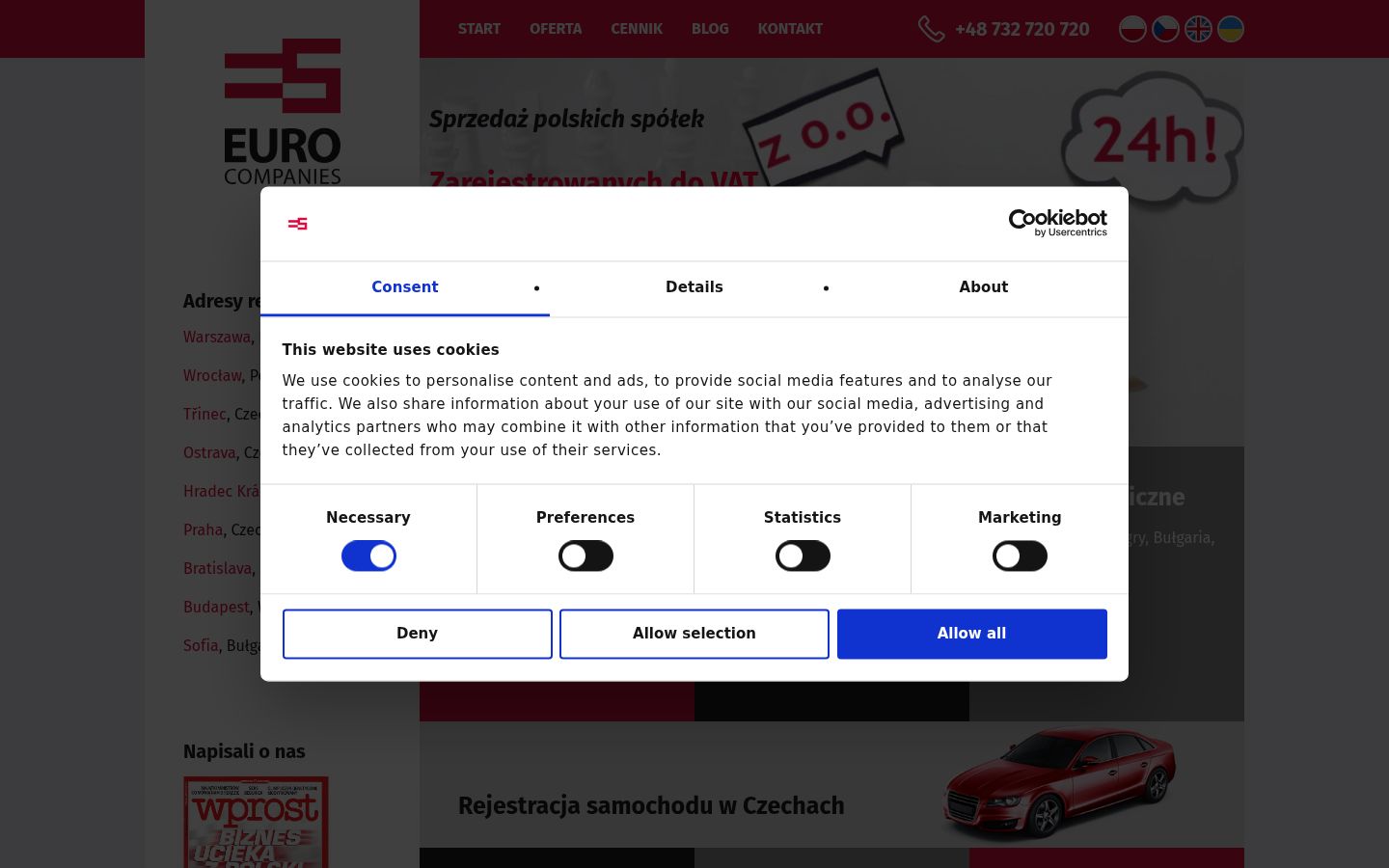 Screenshot des Einwilligungsbanners vor jeglicher Interaktion