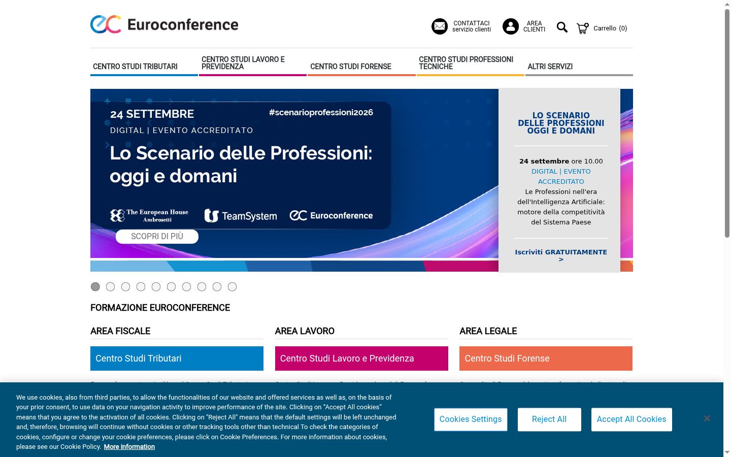 Capture d'écran de la bannière de consentement affichée avant toute interaction