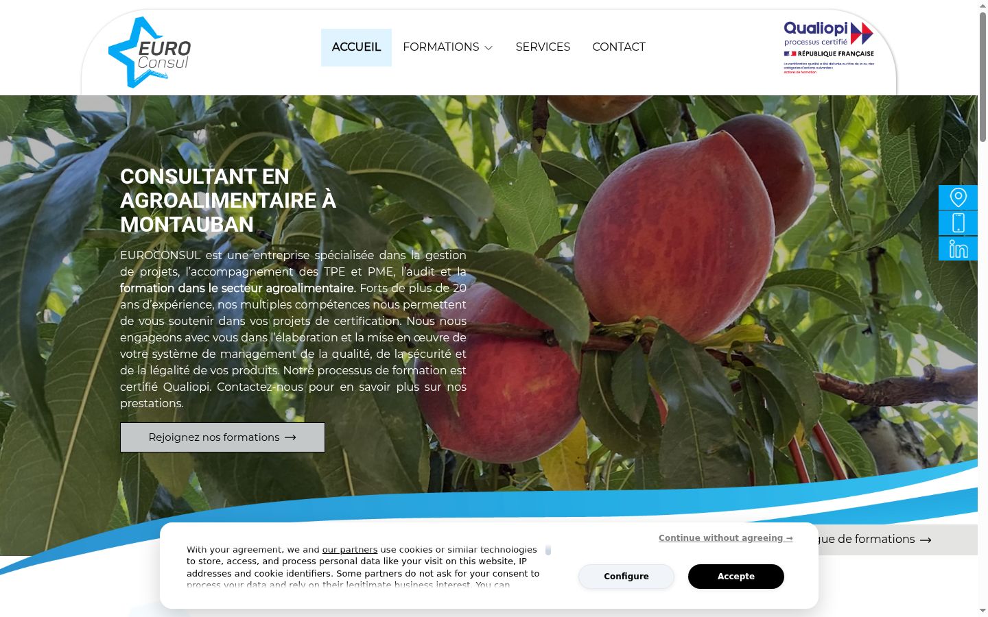 Screenshot of the consent banner shown before any interaction