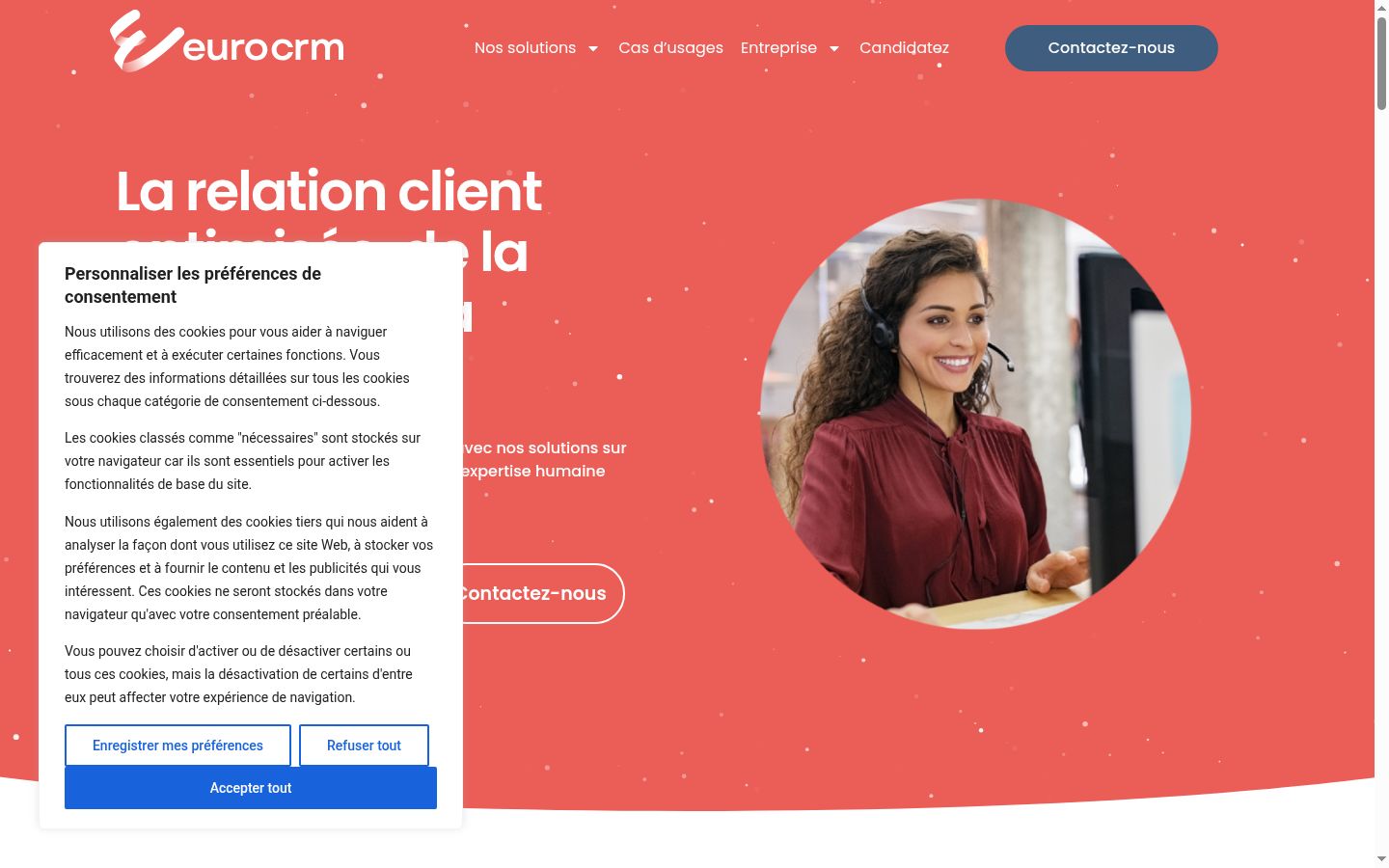 Screenshot del banner di consenso mostrato prima di qualsiasi interazione