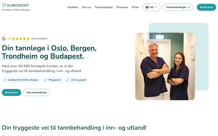 Screenshot of eurodent.no
