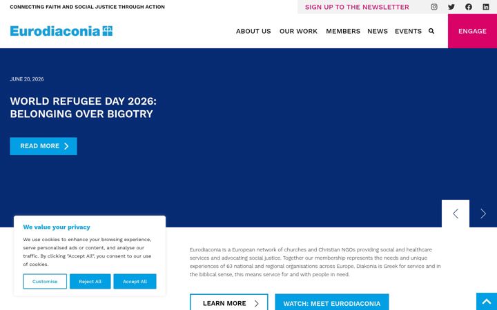 Screenshot of eurodiaconia.org