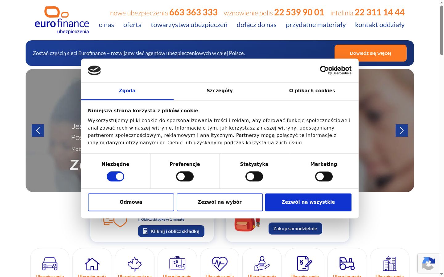 Snímek obrazovky baneru souhlasu zobrazeného před jakoukoli interakcí