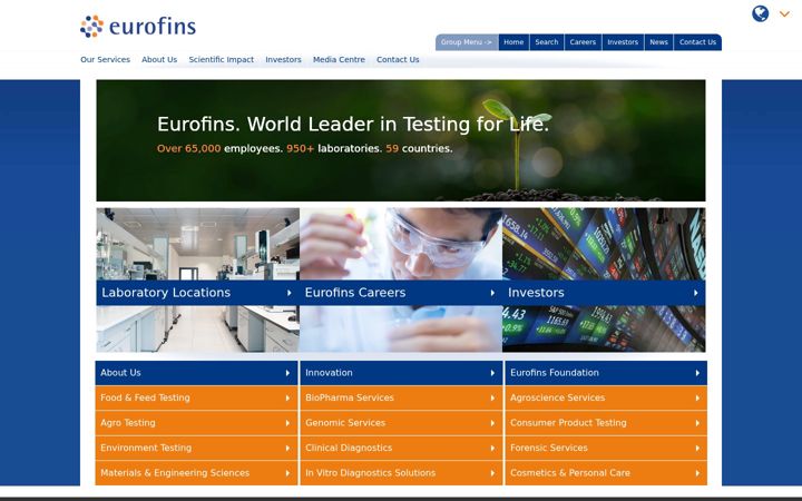 Screenshot του eurofins.com