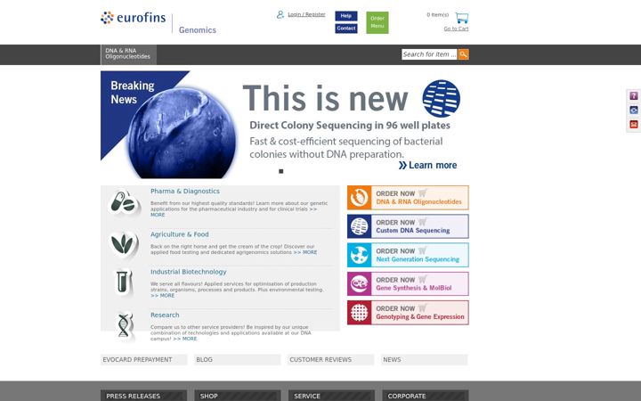 Screenshot of eurofinsgenomics.co.in