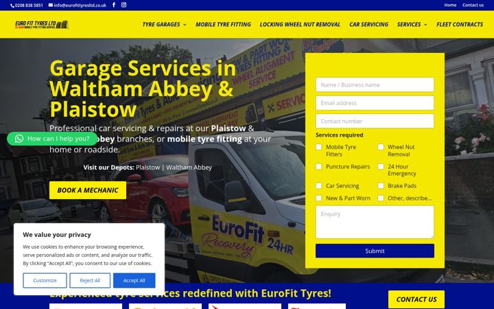 Screenshot of eurofittyresltd.co.uk