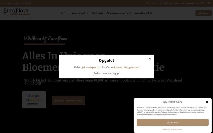 Screenshot ta' euroflora.be