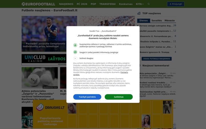 Capture d'écran de eurofootball.lt