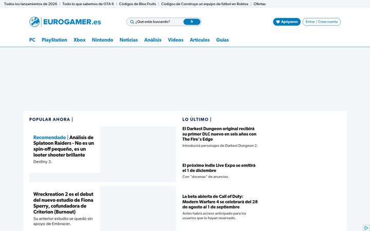 Screenshot of eurogamer.es