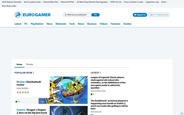 Ekrano kopija eurogamer.net
