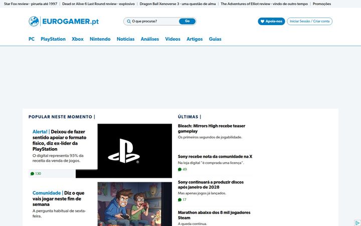 Screenshot of eurogamer.pt
