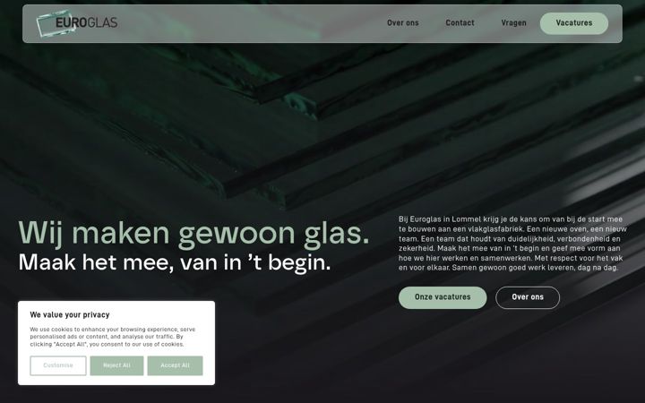 Screenshot ta' euroglaslommel.be