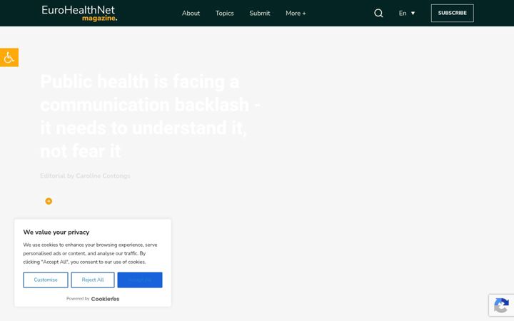 Captură de ecran a eurohealthnet-magazine.eu