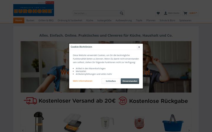 Kuvakaappaus sivustosta eurohome.de