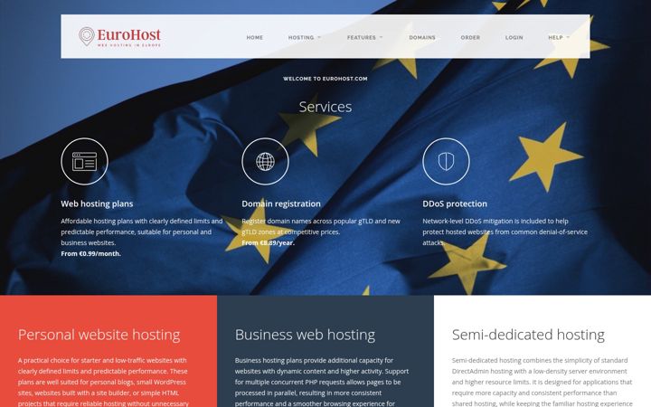 Screenshot of eurohost.com