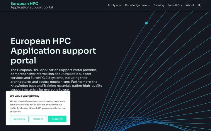 Captură de ecran a eurohpcsupport.eu