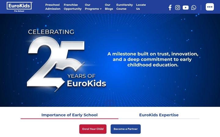 Screenshot of eurokidsindia.com