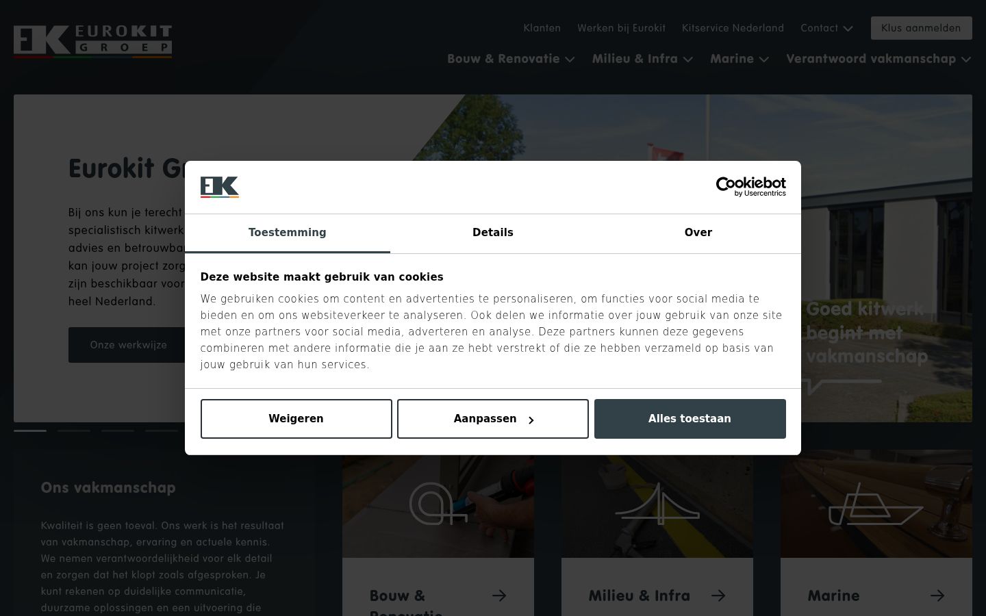 Screenshot del banner di consenso mostrato prima di qualsiasi interazione
