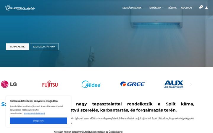 Kuvakaappaus sivustosta euroklima.hu