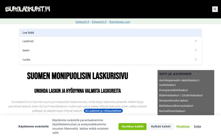 Екранна снимка на eurolaskurit.fi