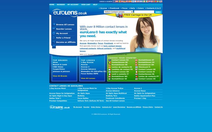 Screenshot of eurolens.co.uk