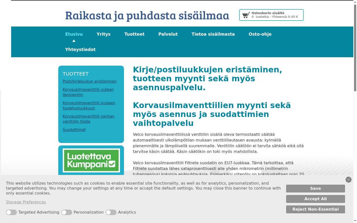 Snimka zaslona bannera za privolu prikazanog prije bilo kakve interakcije