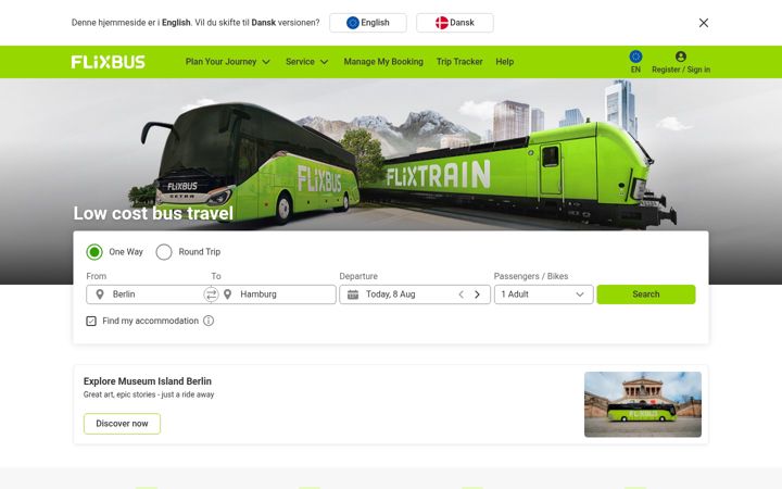 Screenshot of eurolines.com