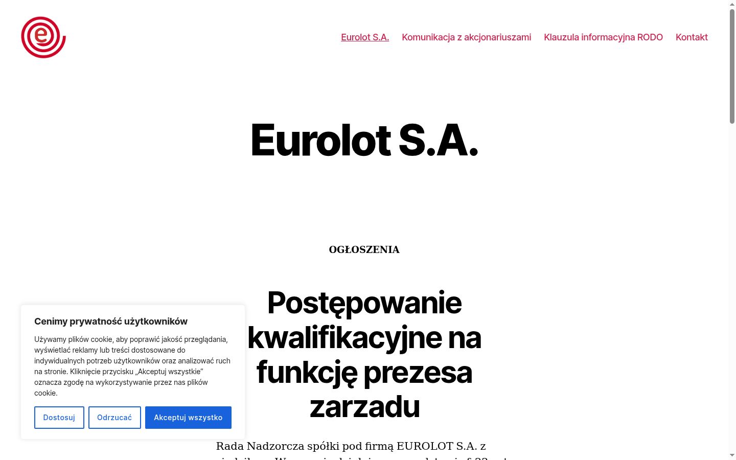 Screenshot del banner di consenso mostrato prima di qualsiasi interazione