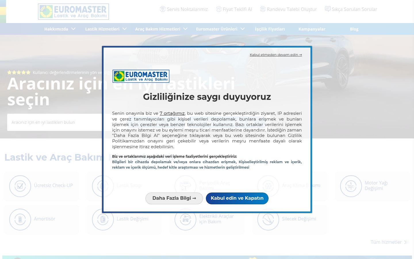 Screenshot tal-banner tal-kunsens muri qabel kwalunkwe interazzjoni